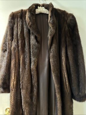Classic Brown Ranch Mink Fur Long Coat - Women's Luxury Outerwear